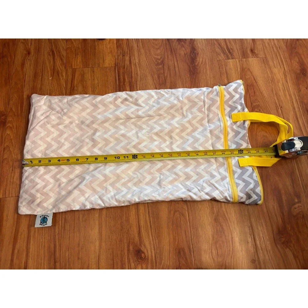 GUC Planet Wise Chevron Diaper Swim Wet Bag Gray White Yellow Zip Carry Handles